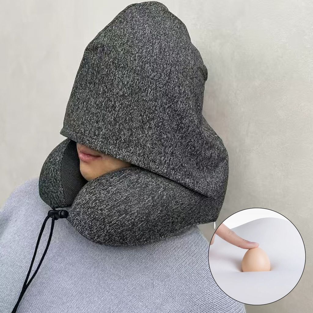 Nackenkissen, Reisekissen mit Haube, Memory Foam Produktbild 