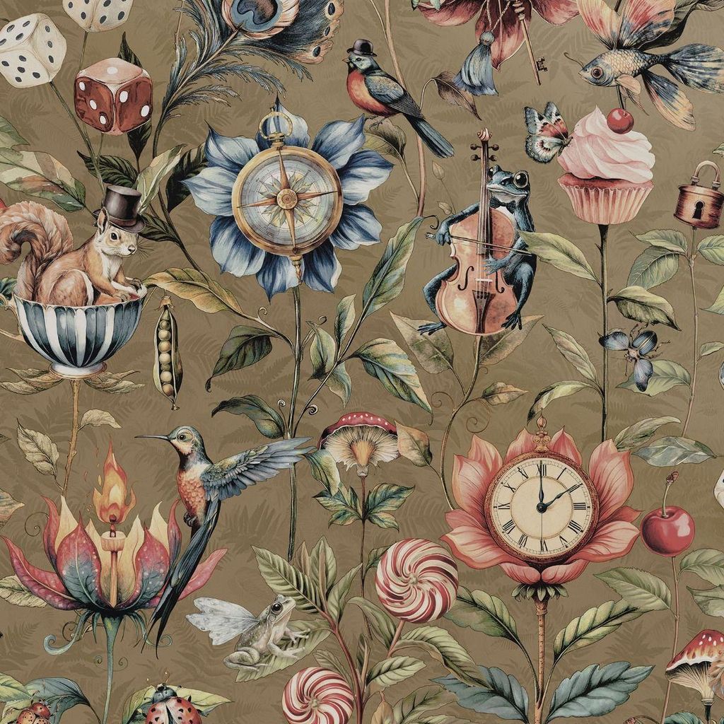 Holden Décor - "Curious Creatures" Strukturtapete AG3820 (10 m x 53 cm) (Gold)