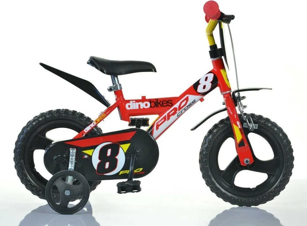 Vélo 12 pouces garçon Dino Pro Cross Rouge/Noir avec roues stabilisatrices - 11