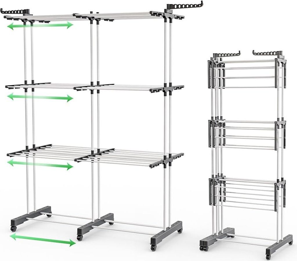 VOUNOT® Wäscheständer Turm Ausziehbar mit Faltbaren Produktbild 