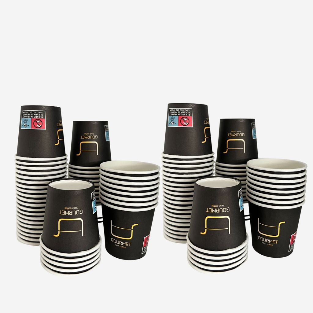 Intertan 100 Kaffeebecher To Go Pappe 120ml Design GOLD GOURMET Pappbecher Einweg für Kaffee & Tee - Einwegbecher für Heißgetränke bis 95°C un...