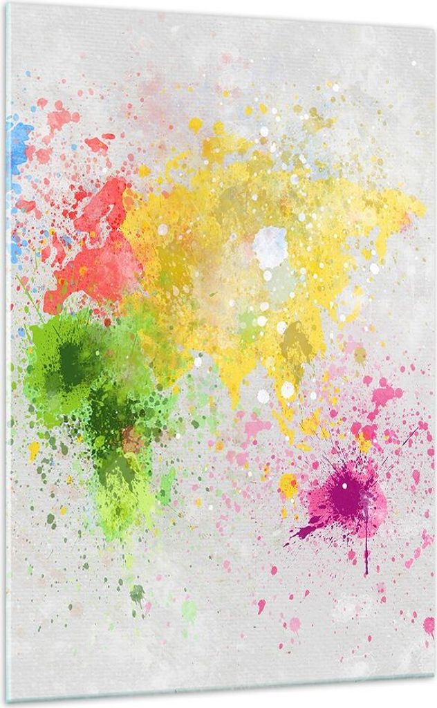 Bilder auf glas - Einteilig - Karte Welt modern - 70x100cm - Glasbilder - Wandbilder - Bilder - zum Aufhängen bereit - Wanddekoration aus Glas - G...
