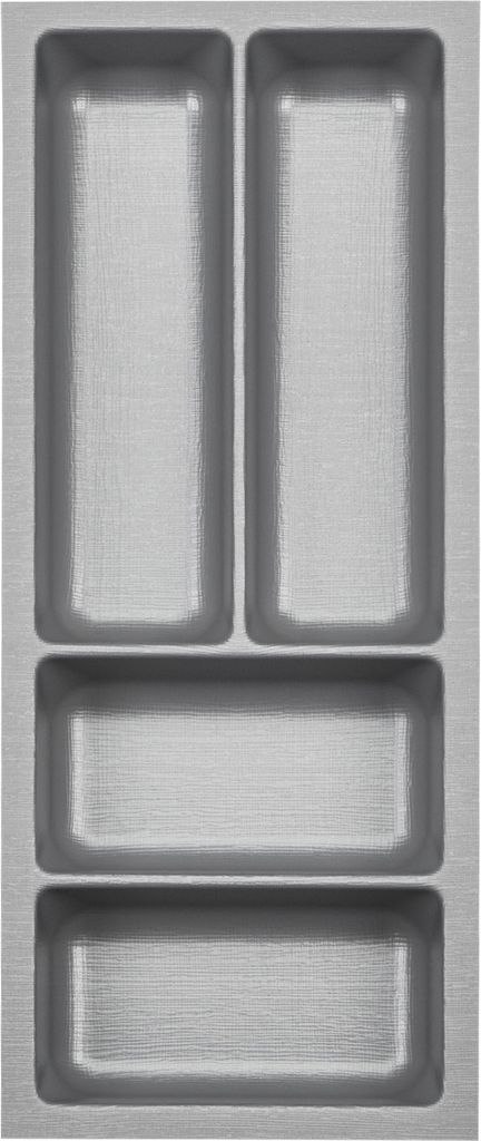 ORGA-BOX III Besteckeinsätze Tiefe 473 mm, Höhe 50,5 mm silbergrau Schubladeneinsätze Breite 191 mm für Schubladen 300 mm Canvas-Struktur