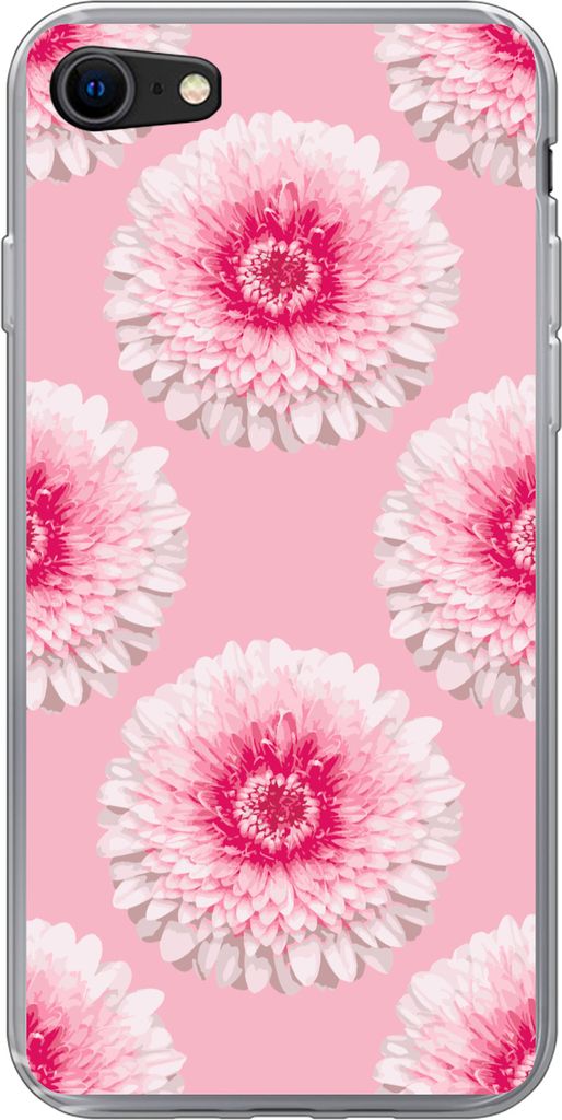 MuchoWow Handyhülle Schutzhülle Hülle für Telefoonhoesje iPhone 8 Mädchen - Blume - Rosa - Muster - Mädchen - Kinder - Kinder Silikon Softc...