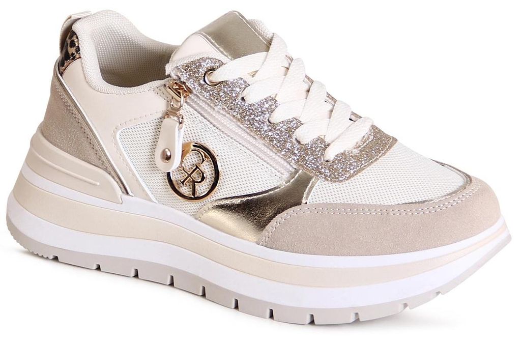 topschuhe24 3138 Damen Plateau Sneaker, Farbe:Beige, Produktbild 