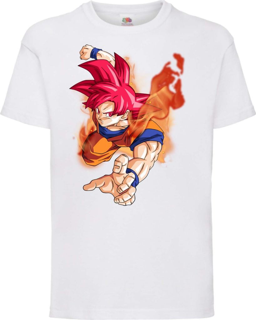 Kinder T-Shirt Dragon Anime Manga Ball Z 07 Gokugod Form, 9-11 Jahr - 140 / Weiß
