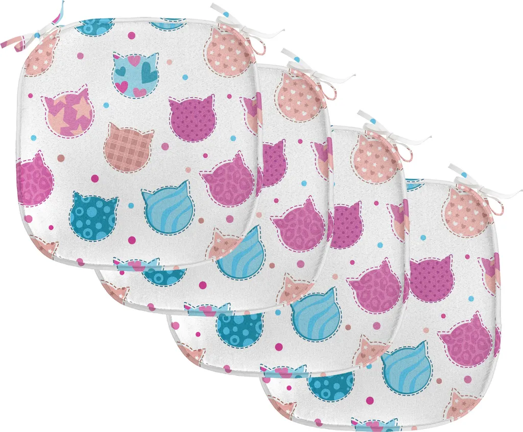 Coussin de Siège Imperméable pour Cuisine - Lot de 4 Assises Chat 40cm