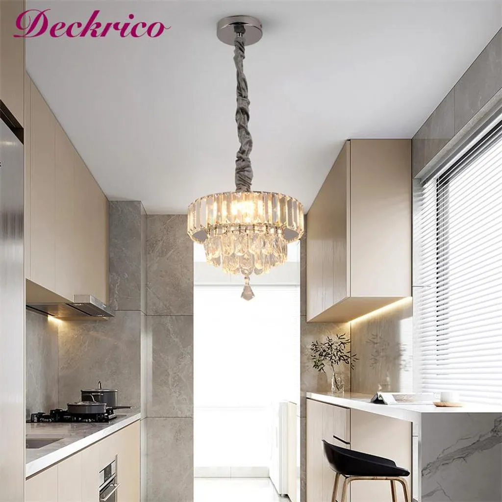 Plafonnier en cristal au design réversible et suspension réglable chic