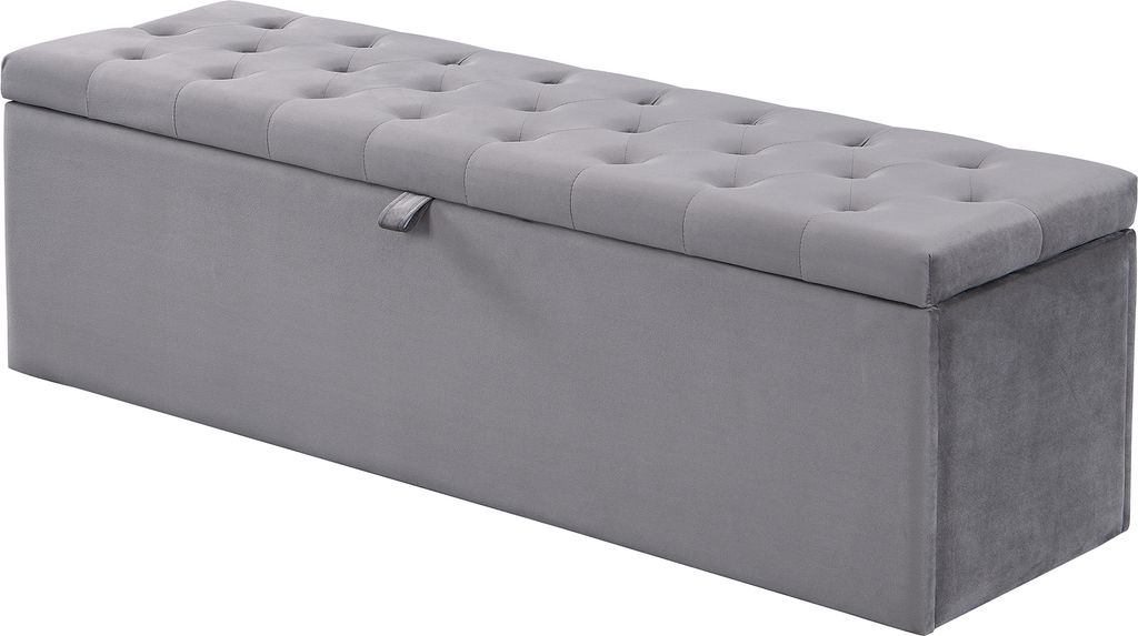 Abrihome Gepolsterte Sitzbank mit Stauraum,Samt Polsterbank, 138 x 41 x 42 cm Betthocker - Grau