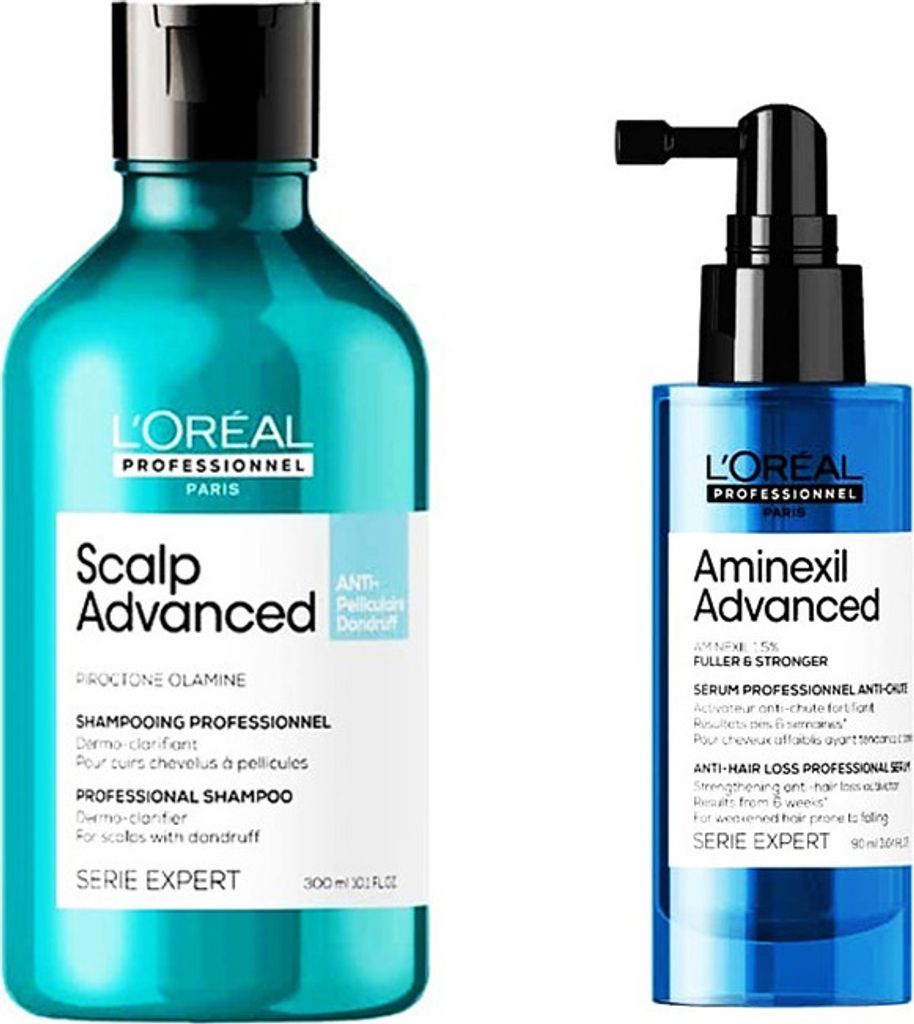Loreal Scalp Advanced Anti-Schuppen Shampoo 300ml + Haarausfall-Serum 90ml