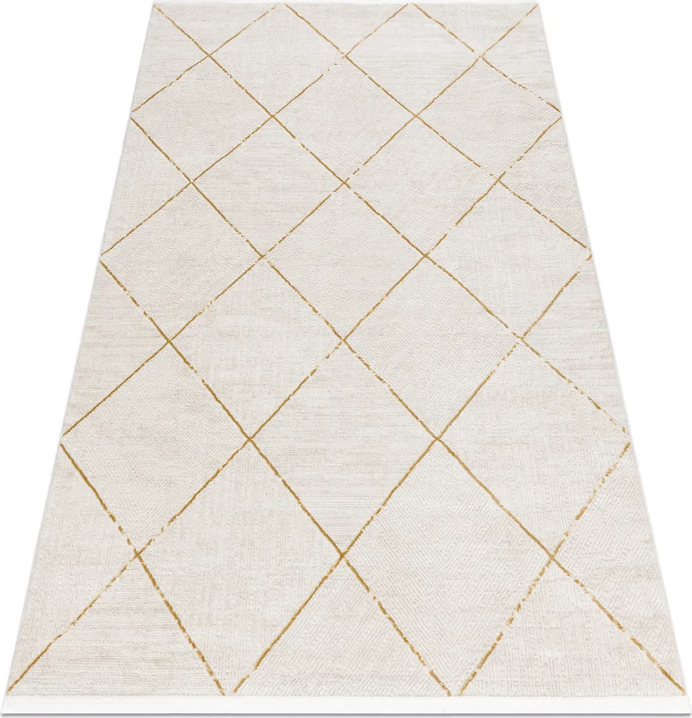 Tapis plat DUKE 51245 200x290 cm : la solution déco crème et dorée
