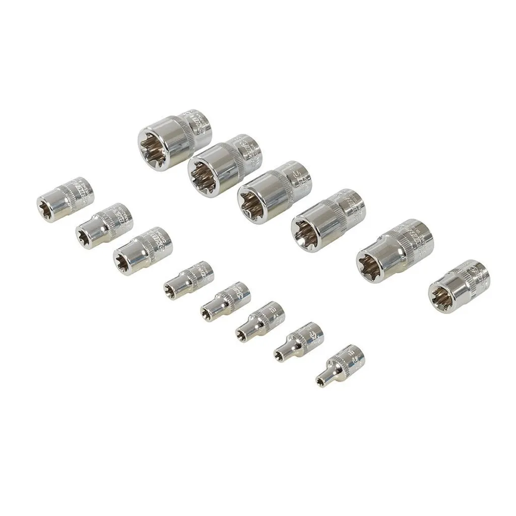 Silverline Jeu de douilles E-Torx E4 à E24 en Chrome Vanadium 14 pièces - 9