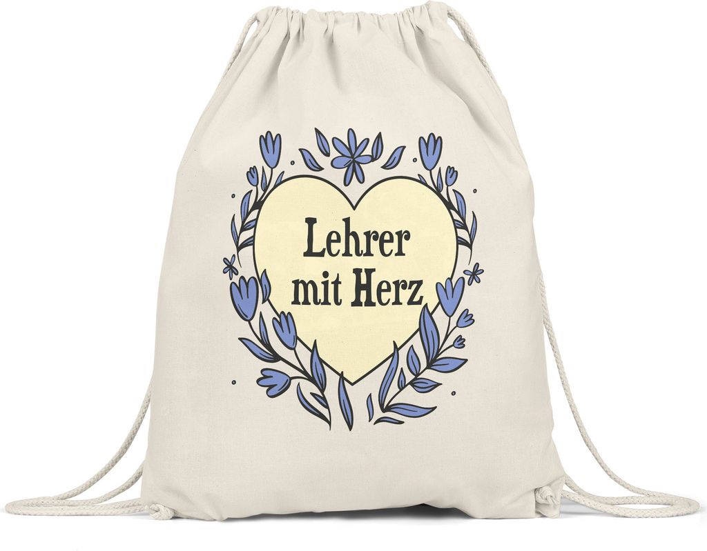 Lehrer mit Herz Turnbeutel Gymsack  Geschenkidee Zum Danke Produktbild 