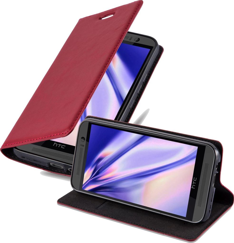 Cadorabo Hülle für HTC One M9 Schutz Hülle in Rot Handyhülle Etui Case Cover Magnetverschluss