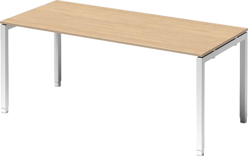 Bisley Cito Schreibtisch U-Gestell verstellbar - Nachbildung Ahorn, Größe: 180 x 80 cm, Gestell: Verkehrsweiß