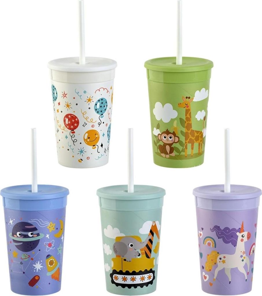 Gariella 5 x Kinderbecher mit Deckel Mix