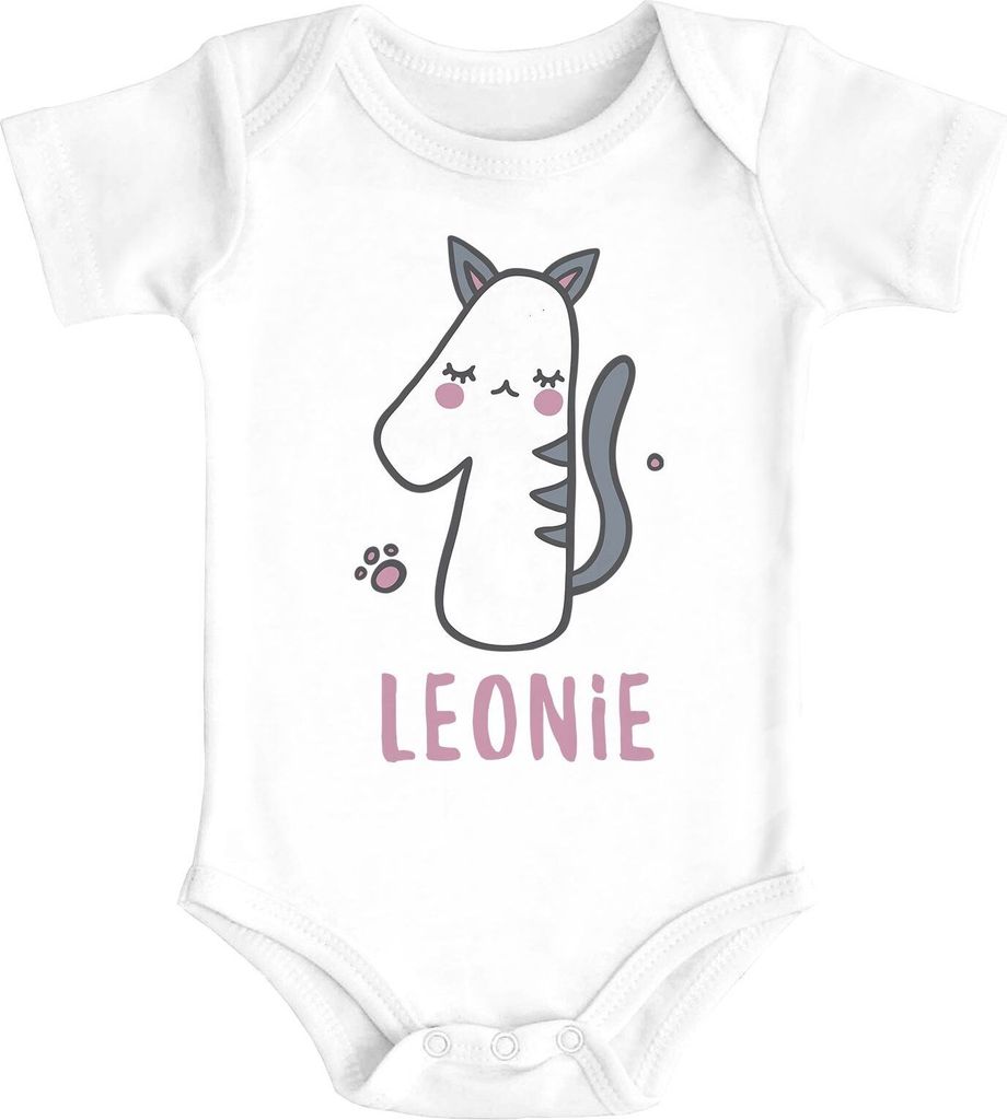 Baby Body mit Namen und Zahl zum 1. oder 2. Geburtstag Geschenk für Einjährige Zweijährige Baumwolle SpecialMe 1 weiß 12-18 Monate