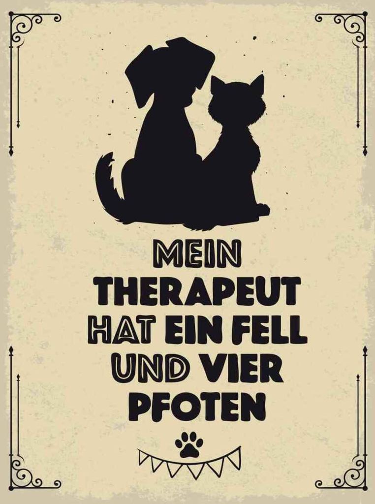 vianmo Holzschild 40x30 cm Tiere Mein Therapeut hat 4 Pfoten Tier Haustier
