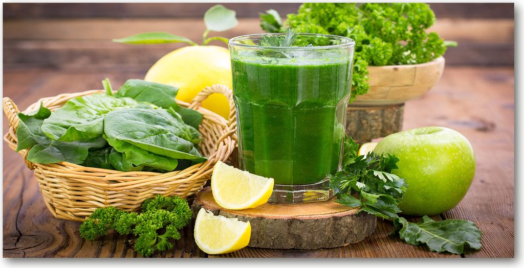 Tulup Glas-Bild - 100x50 -Wandkunst - Wandbild hinter gehärtetem Sicherheitsglas - Essen & Getränke - Grünes Cocktail - Grün