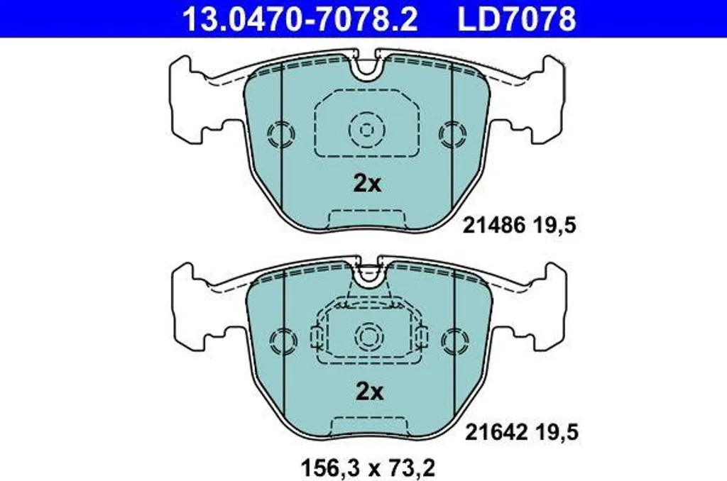 Plaquettes de frein ATE 13.0470-7078.2 pour BMW Série 5 E39 et X5 E53