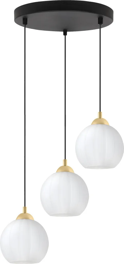 Suspension de cuisine moderne Costa noir et doré à 3 lampes