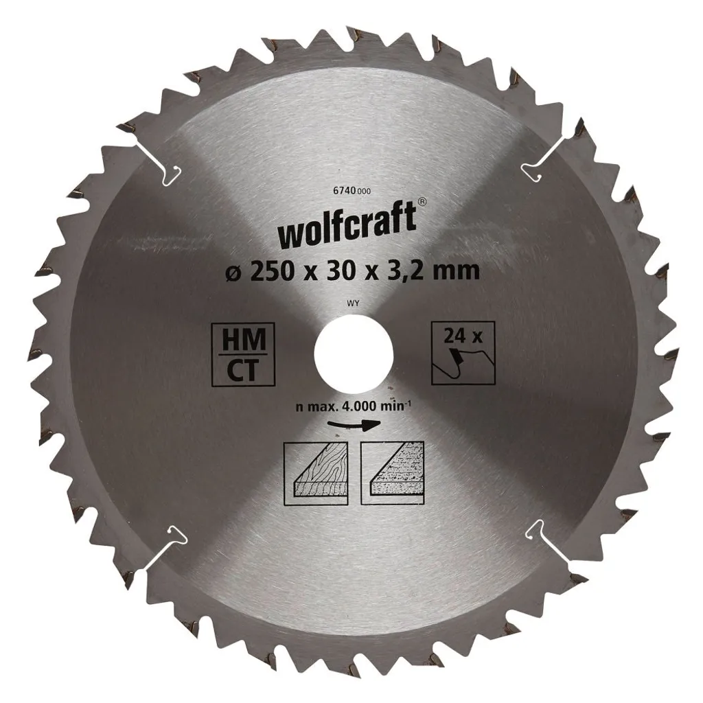 Lama Circolare Wolfcraft 6740000 250mm Z24 - Taglio Legno Cantiere