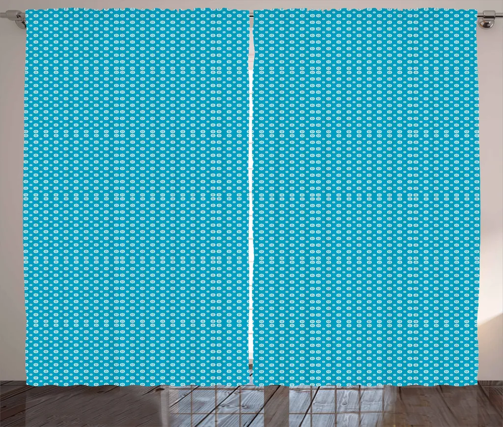 ABAKUHAUS Tenda rustica blu e bianca, silhouette floreali, tenda con passanti e ganci per camera da letto, 280 x 175 cm, blu e bianca