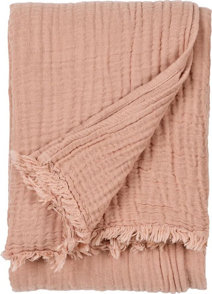Yard - Überwurf "Lark", Baumwolle, Zerknittert RV2901 (260 cm x 240 cm) (Tonerde-Rosa)