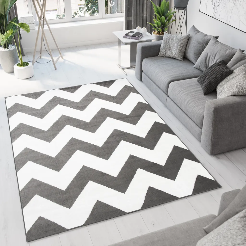 Tapis Salon XXL 250x300 cm Design Moderne Idéal pour Chambre d'Ado Grise
