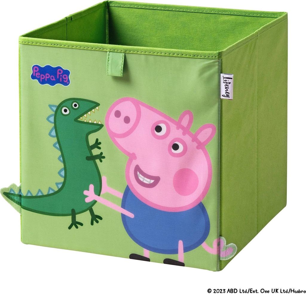 Lifeney meets "Peppa Wutz" Aufbewahrungsbox Box mit George & Dino Motiv 30 x 30 x 30 cm passend für klassische Würfelregale