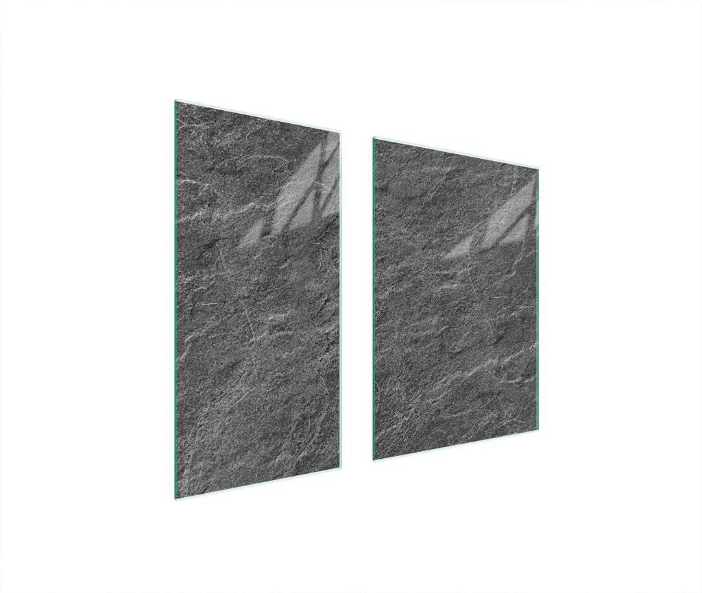 Piastre Copriforno 2 Pezzi 75x52 in Vetro Temperato Effetto Ardesia