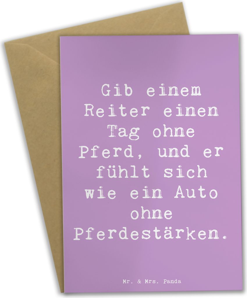 Mr. & Mrs. Panda Grußkarte Spruch Reitsport Liebe - Lavendeltraum - Geschenk, Passion, Pferde, Athletik, hochzeitskarten, Sportler Geschenke, Pfer...