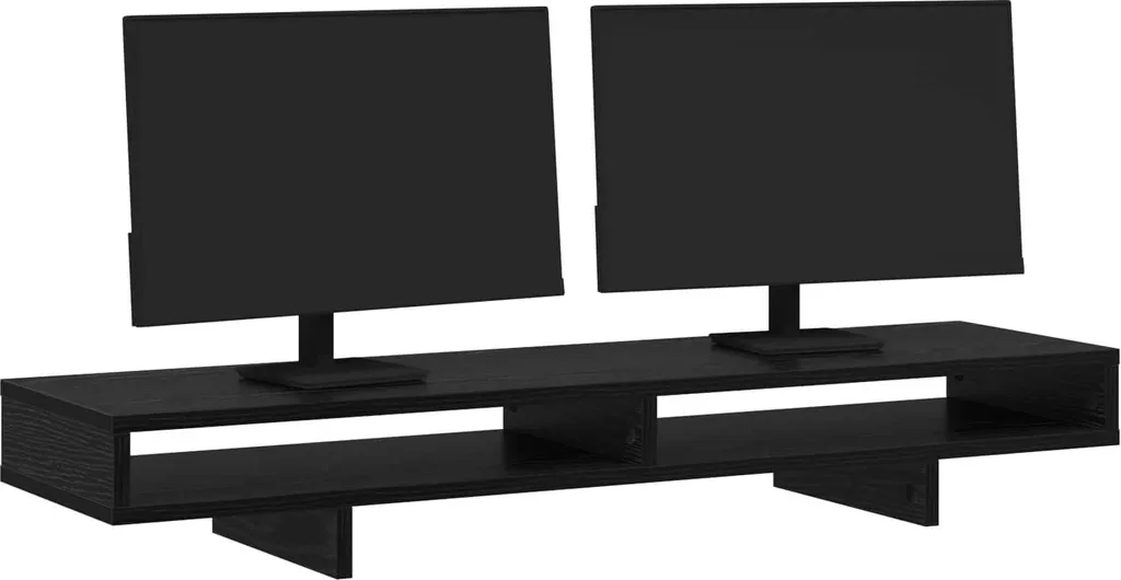 Support d'écran noir 100 x 27 x 15 cm en aggloméré robuste pour bureau - 2