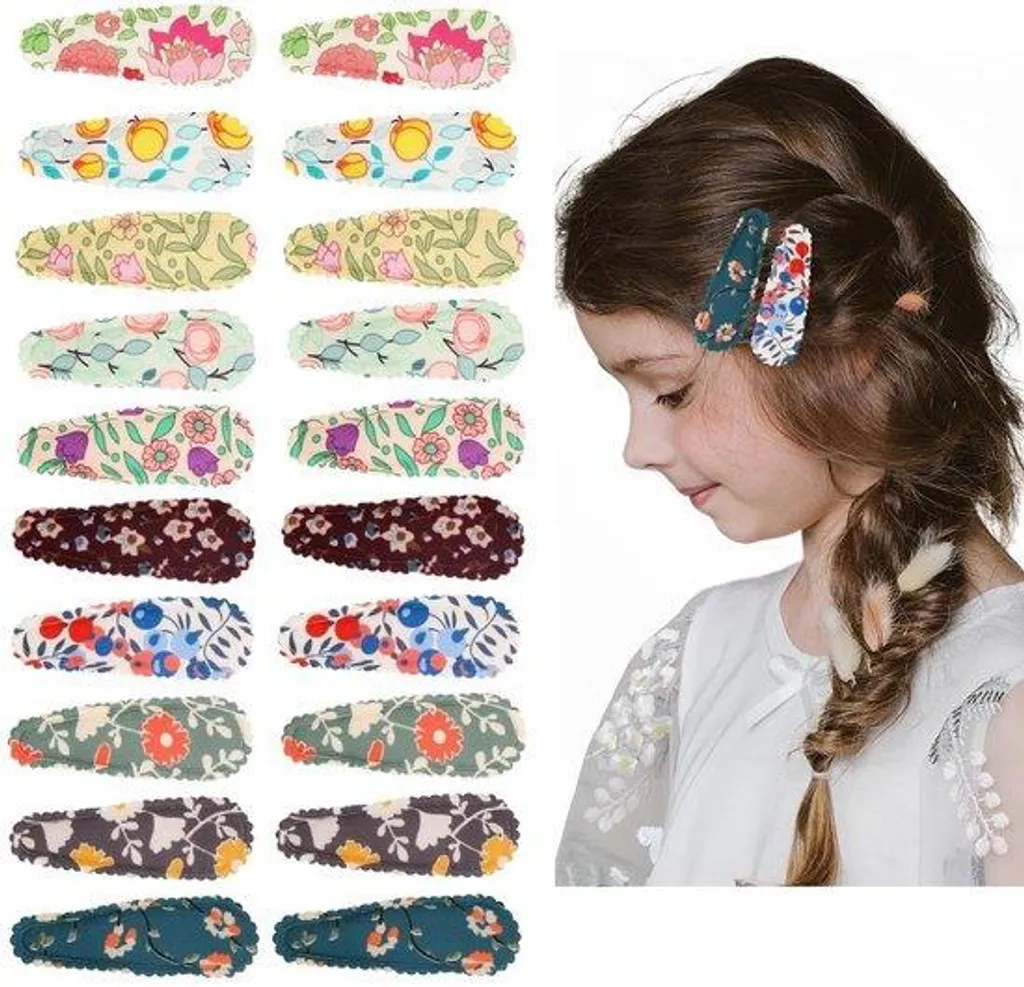 Barrettes cheveux enfants à motif floral : lot de 20 pièces antidérapantes