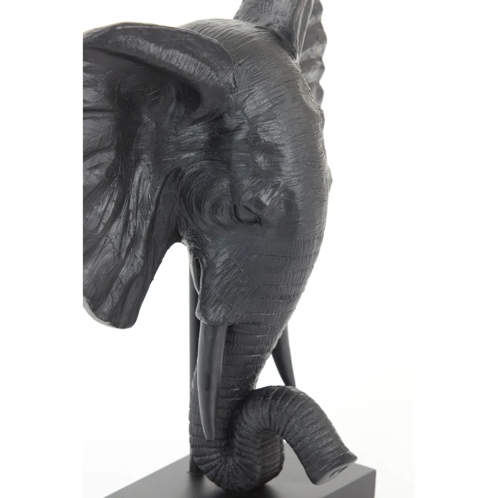 Statuette Éléphant Décorative Noire en Pose sur Pied pour Salon Chic