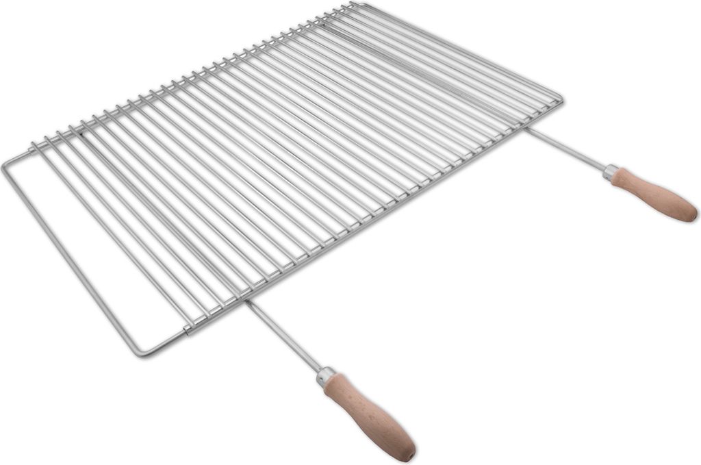 Edelstahl Grillrost mit verstellbarer Breite 65-90X45cm aus Europäischem Edelstahl mit Holzgriffen, Grillrost Verstellbar, Grillrost Rostfrei