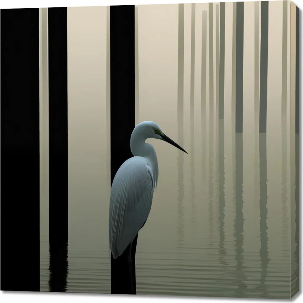Offerta Quadro 90x90cm Nebbia sull'acqua - Tela Decorativa Moderna