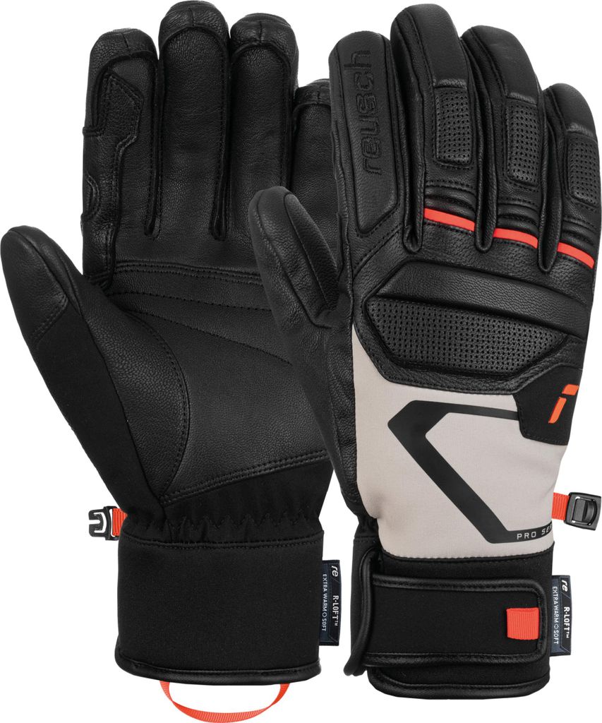 Reusch Fingerhandschuhe Pro RC in sportlichem Design 7836 black/glacir grey/flu red 7.5