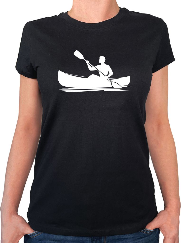 Huuraa Damen T-Shirt Canoeing Kajakfahren XL Black Bio Baumwolle Fairtrade Damenshirt Geschenkidee