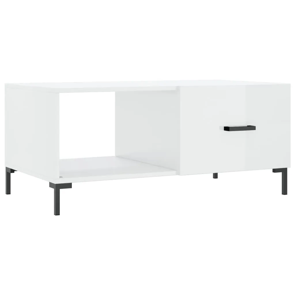vidaXL Tavolino da Salotto Minimal Bianco Lucido 90x50x40 cm Legno - 3