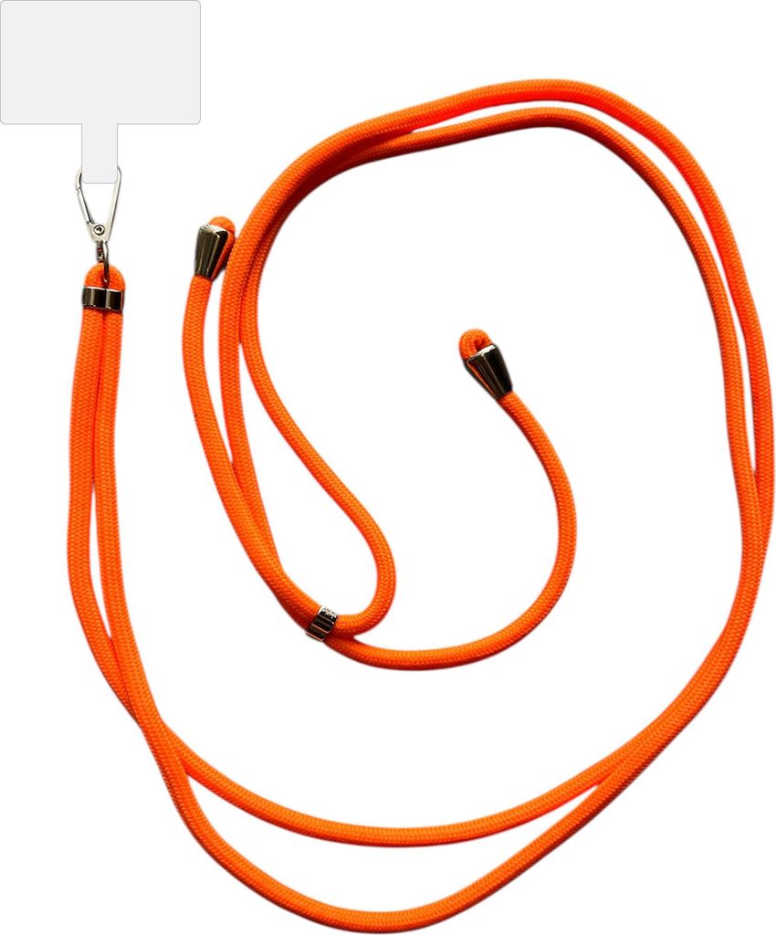 Smartphonica Telefonkabel Universal - verstellbare abnehmbare Schnur für Mobiltelefon - 150 CM - Telefonkette Orange