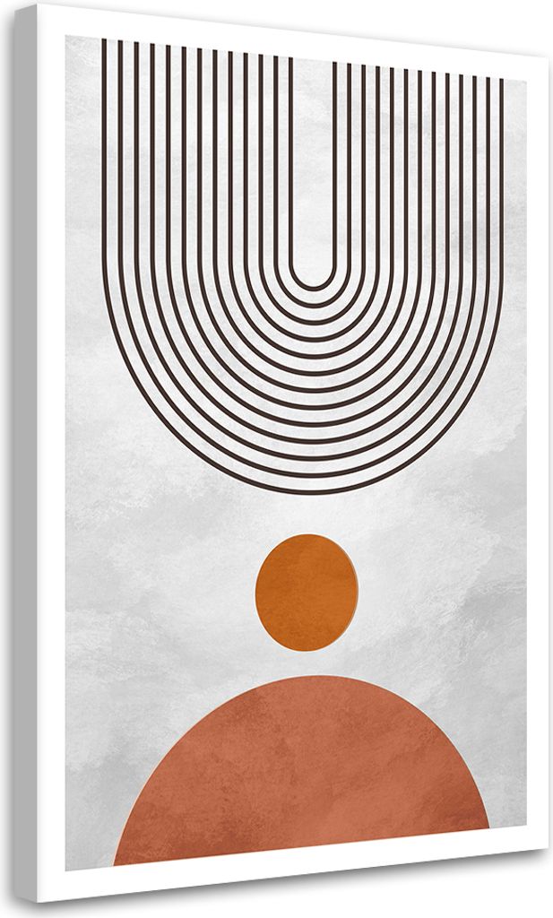 Leinwandbild Bögen und Kreise im Boho-Stil 40x60 Feeby Grau bild für die wand bereit zum aufhängen