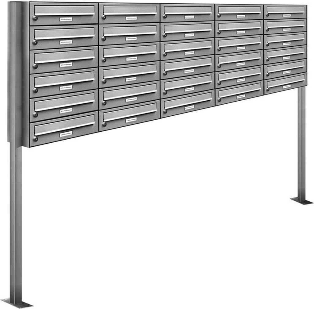 30er Edelstahl Stand Briefkasten Anlage Freistehend