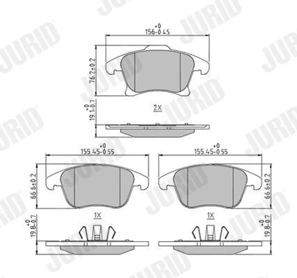 Jeu de plaquettes de frein avant JURID 573674J pour FORD Mondeo V CF