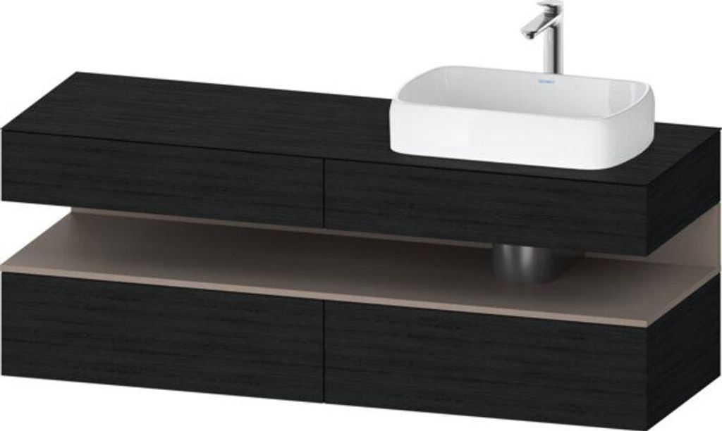 Duravit Qatego Konsolenwaschtischunterbau, 2 Auszüge, 2 Schubkästen, Ausschnitt rechts, 1600x550x600mm, Nische Basalt Matt, QA4778043160000