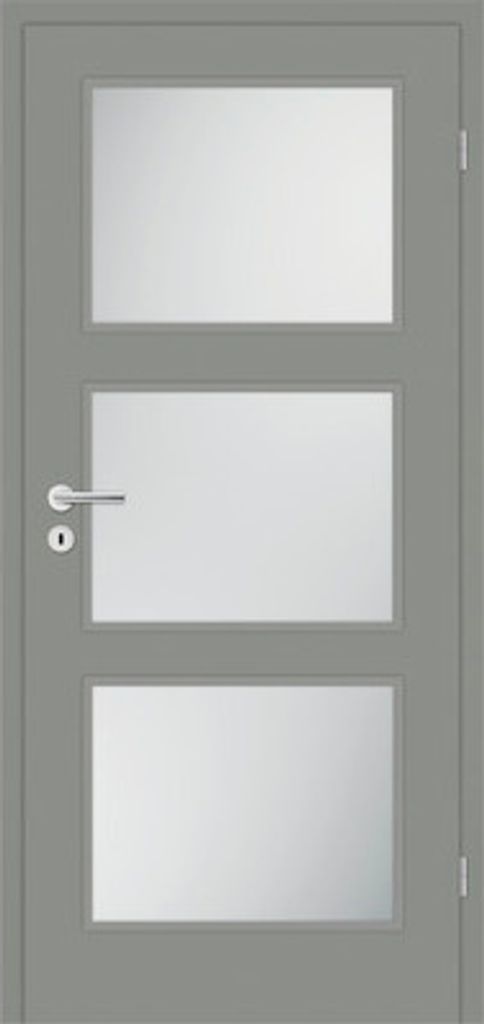 Pertura Zimmertür Mila 02 edelgrau lackiert 73,5x198,5 cm Rechts mit Lichtausschnitt HM (ohne Glas)