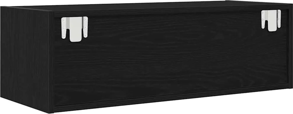 Mobili TV Rovere Nero 2 Pezzi 80cm | Set Parete Attrezzata Sospesa - 9