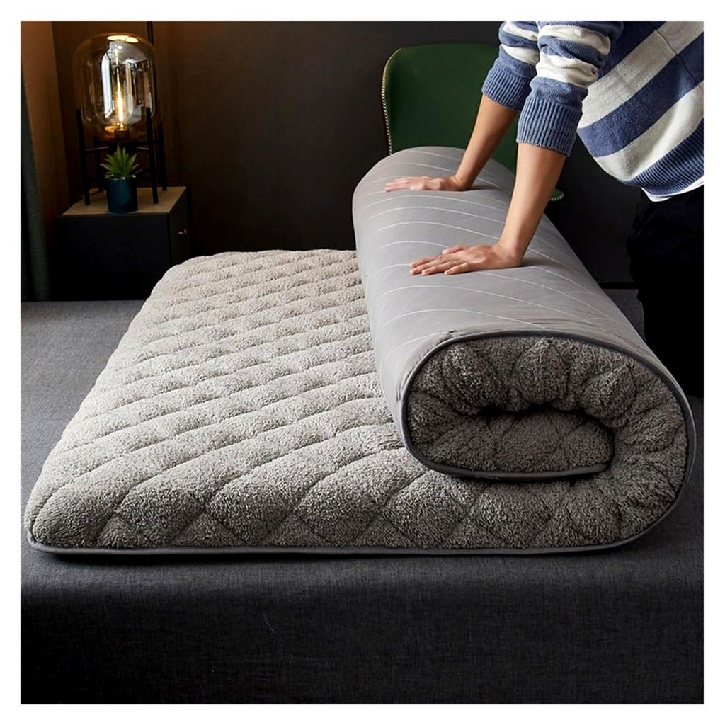 Japanische Bodenmatratze, faltbare Futon-Isomatte für Jungen und Mädchen, tragbare aufrollbare Liege, ideal für Schlafsaal oder Zuhause, Grau, 1...