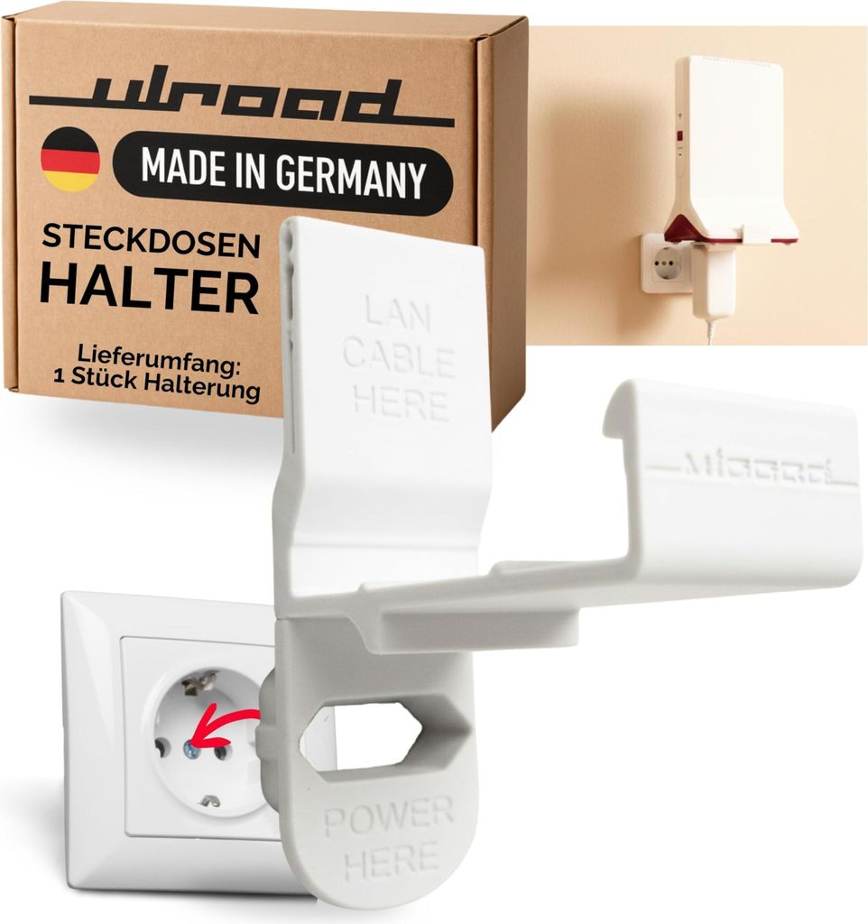 ULROAD Wandhalterung Steckdose passend für Repeater Fritz!Repeater 3000AX & 6000 Steckdosenhalterung mit Kabel Organizer I Für AVM WLAN Verstärk...