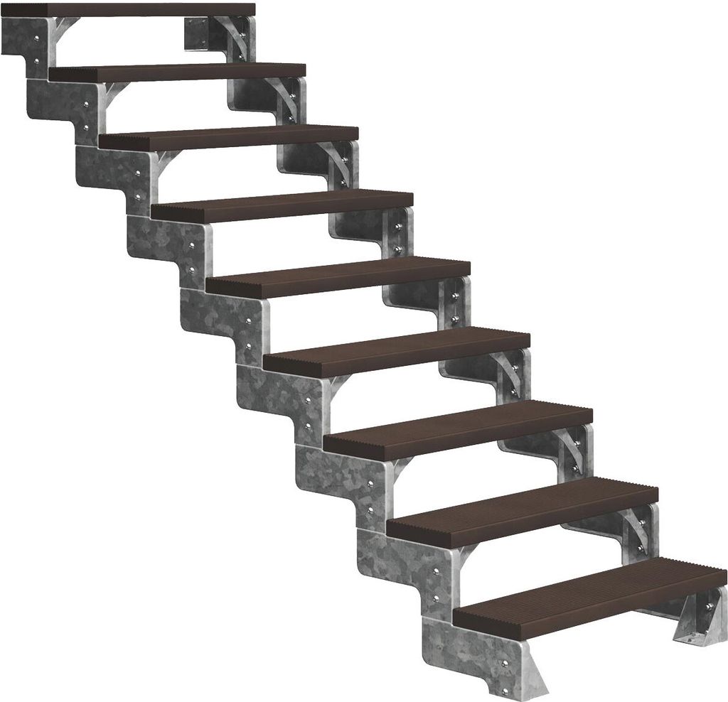 Dolle Außentreppe Gardentop 162-198cm Geschosshöhe mit Trimax dunkelbraun 80cm breit ohne Geländer